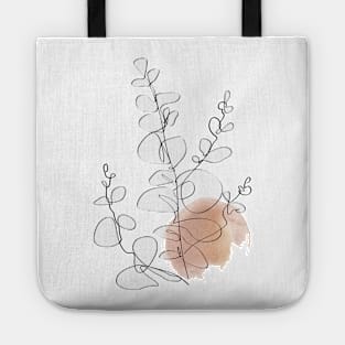 One Line Leaves Botanical Abstract Tote