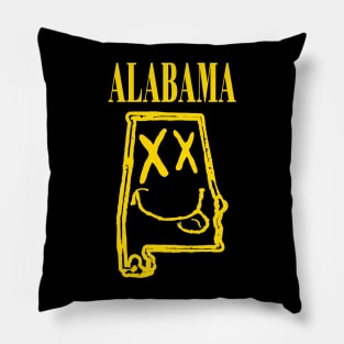 Grunge Heads Alabama Happy Smiling 90's style Grunge Face Pillow