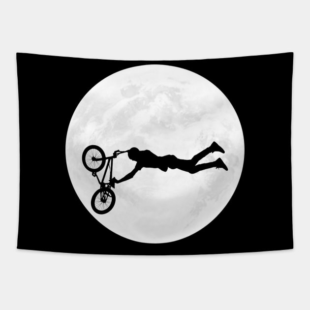 Cyclist Shadow in Full Moon Tapestry by ChapDemo