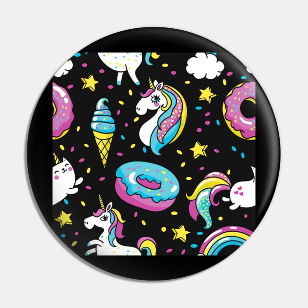 Unicorn Donut Ice cream Pin by ThisOnAShirt