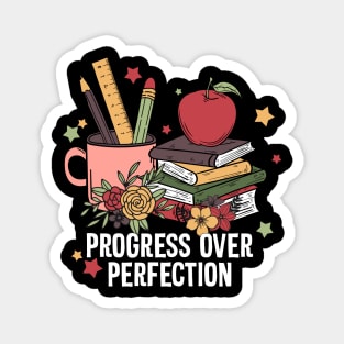 Progree Over Perfection Teacher Quote Gift Magnet