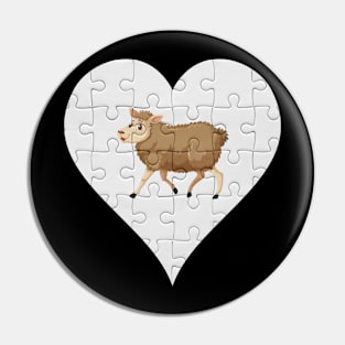 Jigsaw  Sheep Heart Design - Farm Animals Sheep Pin