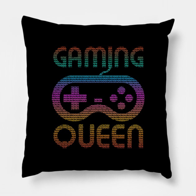 Gaming queen colorful binary gamepad Pillow by All About Nerds