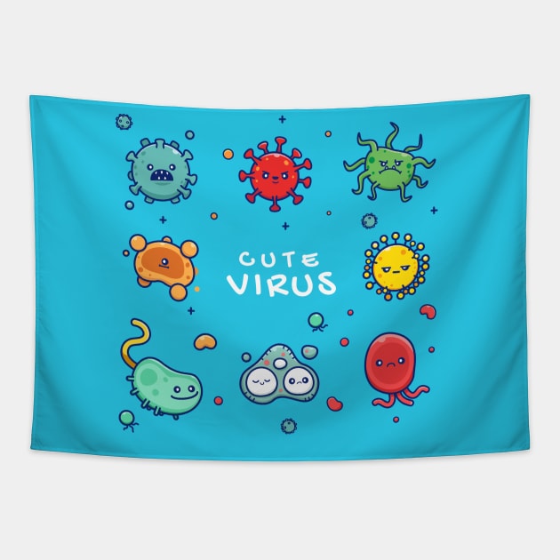 Cute Virus Cartoon (3) Tapestry by Catalyst Labs