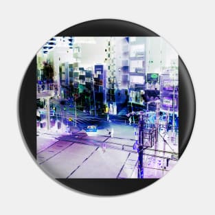 tokyo scene, inverted colour Pin