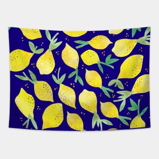 Whimsical Lemon Scatter Pattern - Hand Painted Watercolor Tapestry