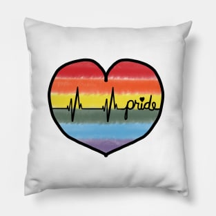 LGBTQIA Pride Heartbeat Design Pillow