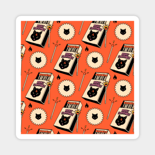 Highly Flammable Black Cat Pattern in orange Magnet