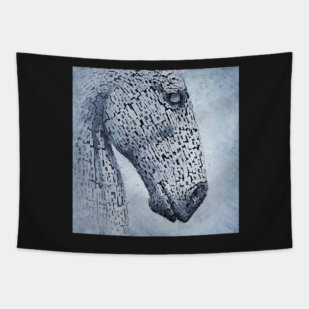 Kelpies in the Rain Tapestry by BethsdaleArt