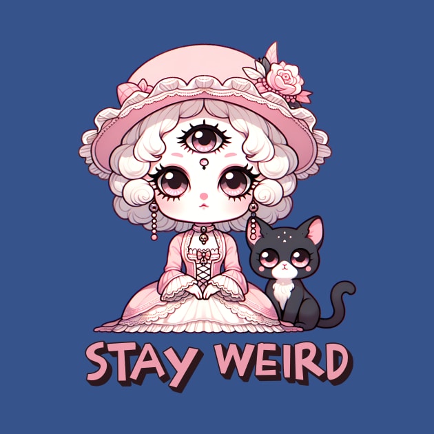 Stay Weird Three Eyed Witch with Black Cat by WitchyArty