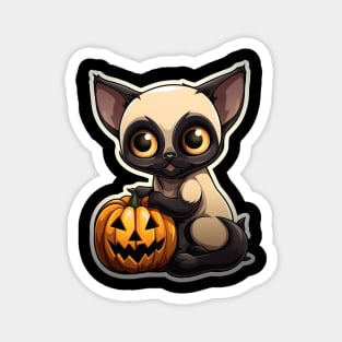 Cute Siamese Cat Lover Funny Halloween Siamese Cat Magnet