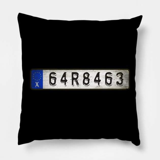 Garbage Car license plates Pillow by Girladies Artshop