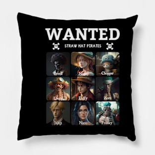 Straw Hat Pirates - Wanted (minimal text) Pillow