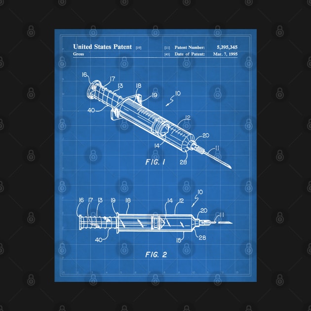 Medical Syringe Patent - Doctor Nurse Doctors Office Art - Blueprint by patentpress