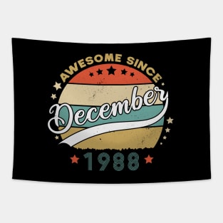 Awesome Since December 1988 Birthday Retro Sunset Vintage Tapestry