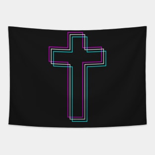 Christian Cross - Vaporwave Aesthetic Tapestry