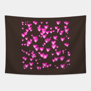 Tiny Pink Passion Hearts on Black Tapestry