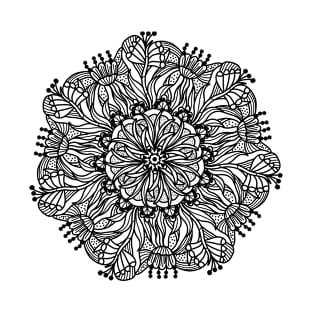 Floral mandala black and white 1 T-Shirt