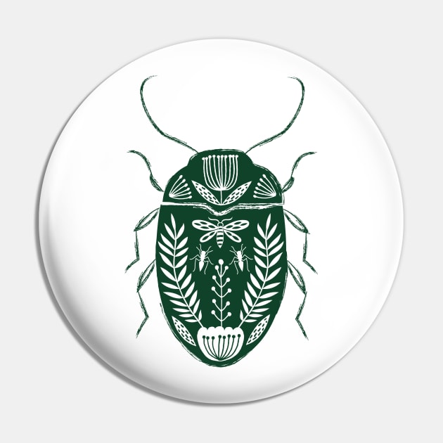 Folk beetle dark green Pin by Maggiemagoo Designs