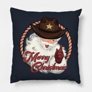 Funny Santa Western Cowboy Howdy Christmas Pillow