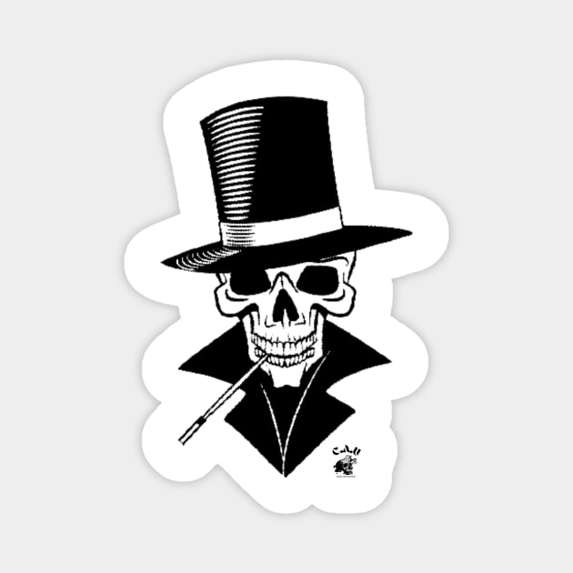 Skull top hat C.A.U (creepy and unexplained) Magnet by Creepy And Unexplained