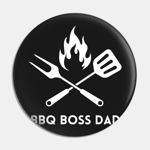 BBQ Boss Dad - white text Pin by Tee's Tees