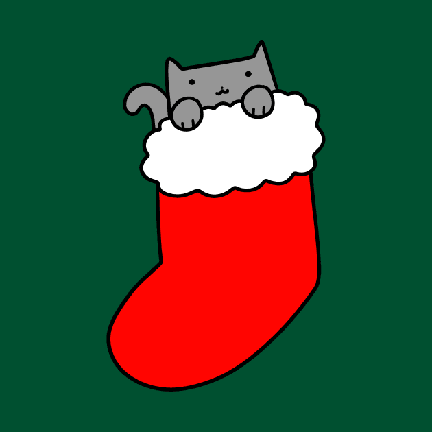 Gray Cat in Christmas Stocking by saradaboru