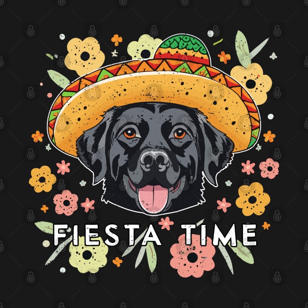 Black Labrador Ready For Fiesta Time Wearing Sombrero by SubtleSplit