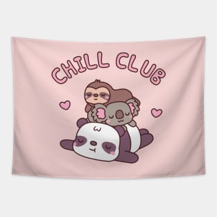Cute Panda, Koala, Sloth Chill Club Funny Tapestry