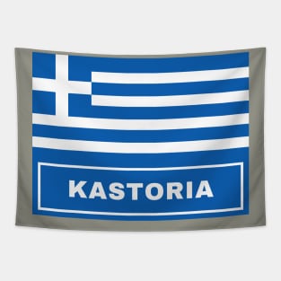 Kastoria City with Greek Flag Tapestry