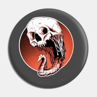 Skull Stalker - A Dark Macabre Skull Alien Brain Eating Retro SciFi Design Pin
