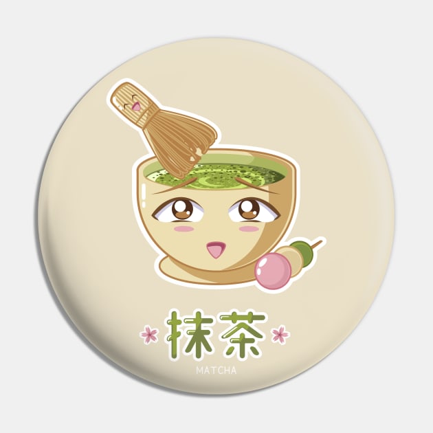 Cute Matcha Character Pin by Vilflo_store