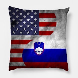 USA and Slovenia Dual Flag Yin Yang Combination Pillow