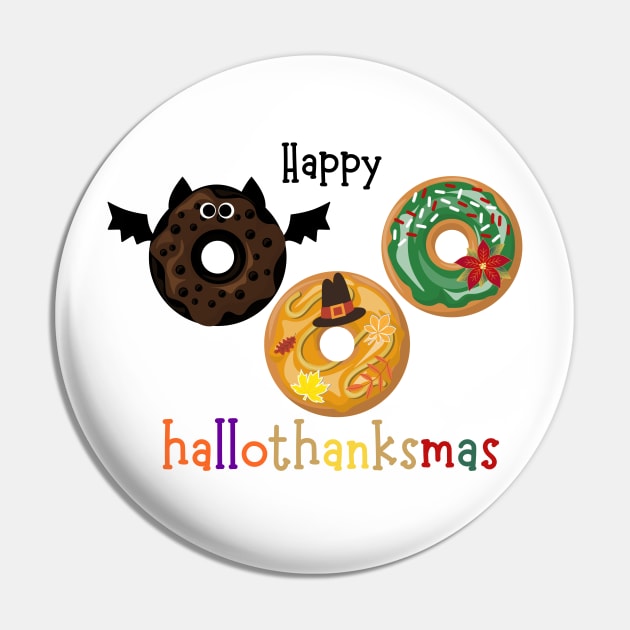 Happy Halloween Thanksgiving Christmas Donuts Pin by Cotton Candy Art