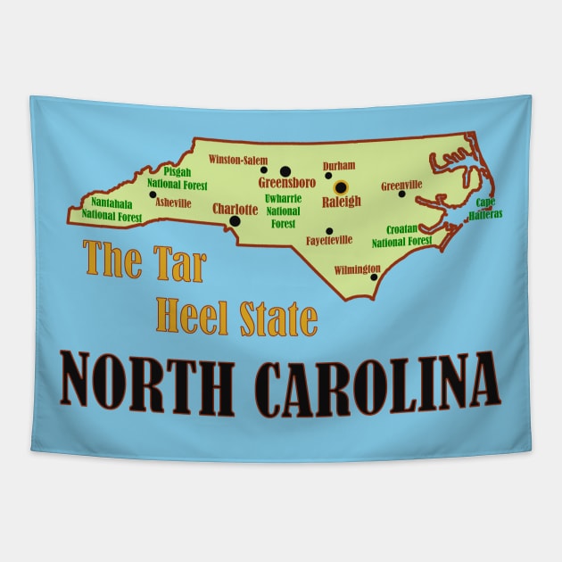 North Carolina Map Tapestry by Pr0metheus