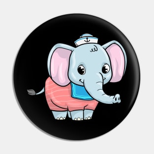 Elephant as Sailor with Sailor hat Pin