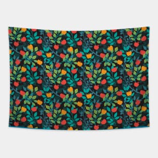 Night Summer Red and Green Colors Apple Fruit Pattern Tapestry