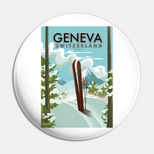 Geneva Switzerland ski poster Pin