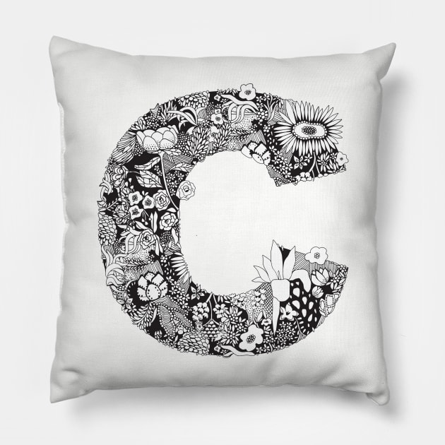 Floral C Letter Pillow by HayleyLaurenDesign