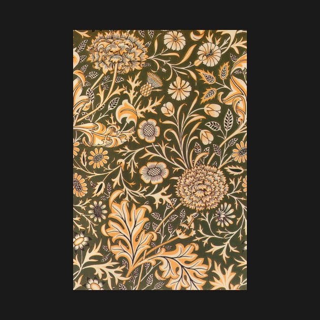 Antique Yellow Floral Vintage Wallpaper Pattern by softbluehum