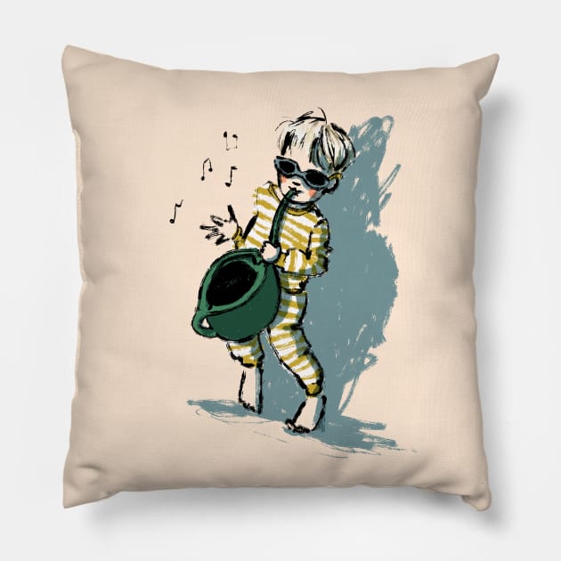 Music Man Pillow by Shelley Johannes Art