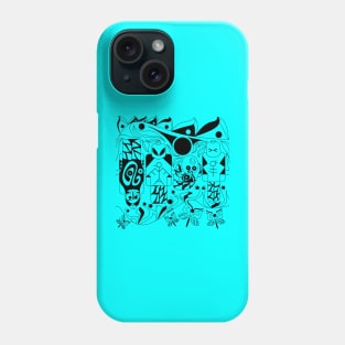 the brick scheme in totem ecopop tribal art with soccer and toys in line art Phone Case