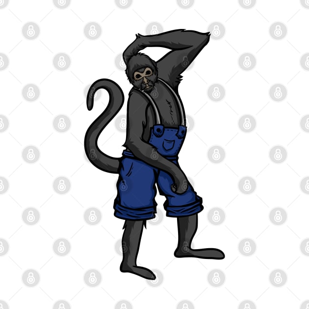 Cute Anthropomorphic Human-like Cartoon Character Spider Monkey in Clothes by Sticker Steve