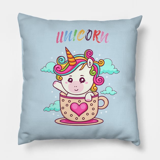 Unicorn Coffee Lover Pillow by JeffDesign