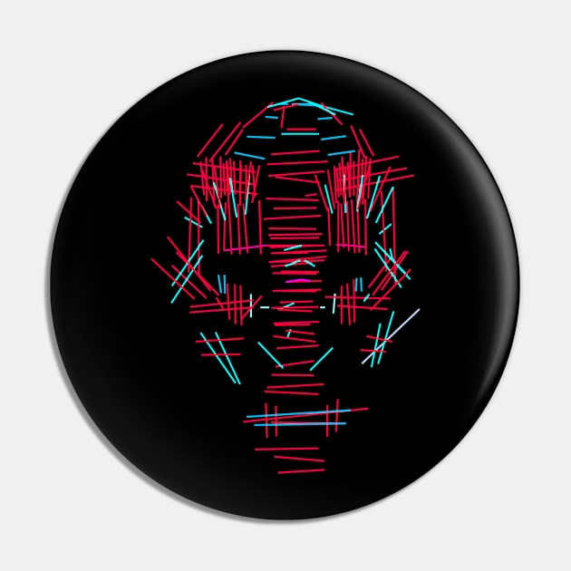 Digital Horror Face - Abstract Art Pin by Nikokosmos