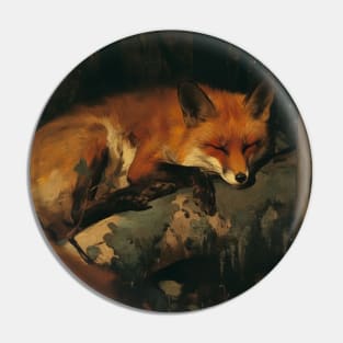 Red Fox Cozy Sleeping Forest Pin