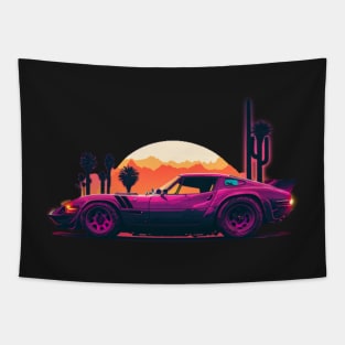 Ferrari 250 GTO synthwave sunset Tapestry