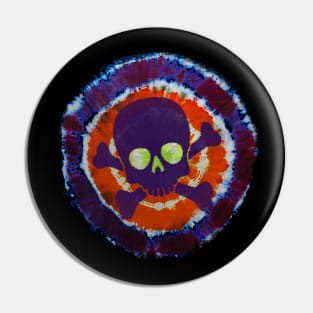 Cool Tie Dye Colorful Retro Hippie Skull Pin