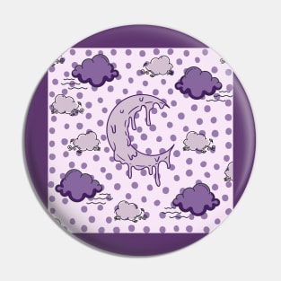 melting crescent moon cloud night purple polka dots Pin