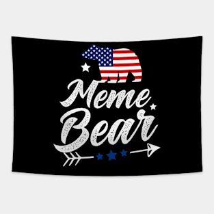 Meme Bear Patriotic Flag Matching 4th Of July Tapestry